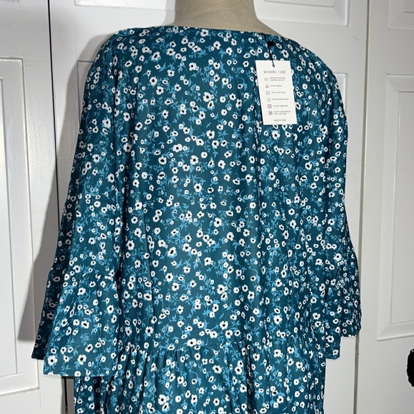 NWT Pinup Fashion Plus Size 24W Blue Floral Prairie Cottage Dress - Picture 5 of 10